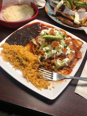 Enchiladas w red sauce. Would try with green next time