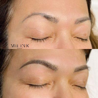 PMU Eyebrows Color Correction and Fix Uneven Eyebrow Tattoos