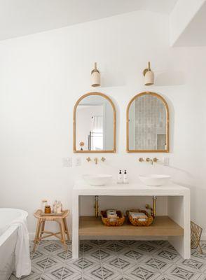 The dual vanity and sink as well as the custom cement vanity is stunning. Our sellers' did a great job.