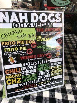 Menu vegan hot dogs