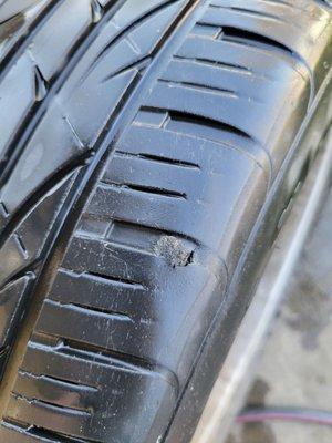 Previously repaired used tire