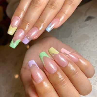 Apres gel full set, spring color design