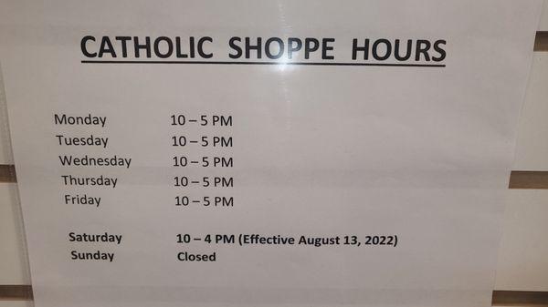 Updated hours