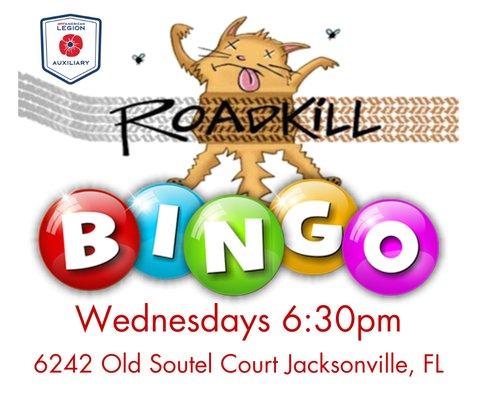 Roadkill Bingo!  $3 a card to play, win BACON and other yummies!  Public welcome!