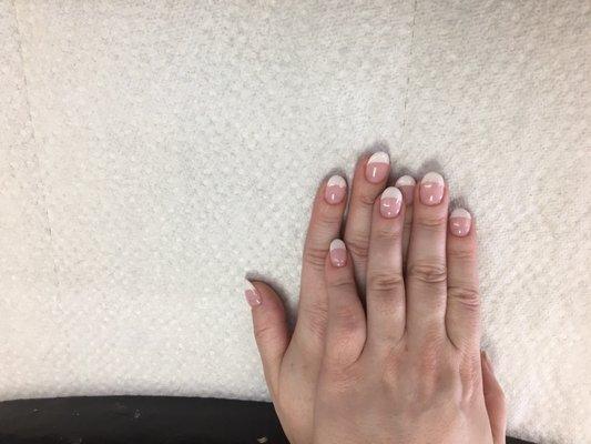 Round French Dip Powder On Natural Nails