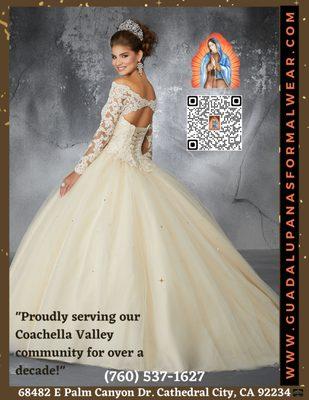 Guadalupana's Formal Wear | Bridal Shop | Wedding Dress store 68482 E Palm Canyon Dr, Cathedral City, CA 92234 
(760) 537-1627