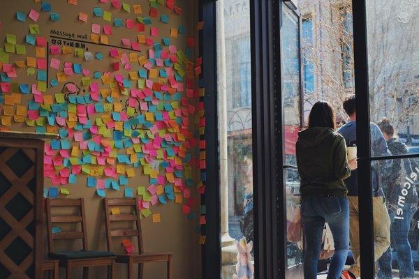 Sticky Notes Wall. Leave your feelings.