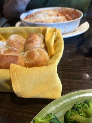 Home made garlic knots and lasagne......