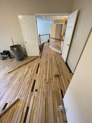 Upstairs Master Bedroom & Catwalk Transformation - #1 White Oak with Duraseal Golden Pecan Stain