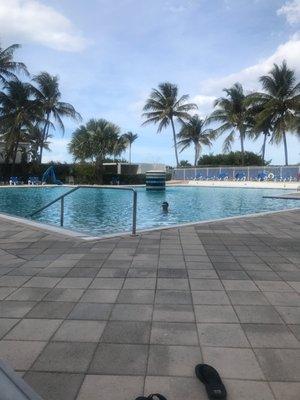 Partner enjoying the pool after our massage and facial!