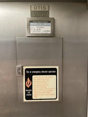 Expired Elevator Certification