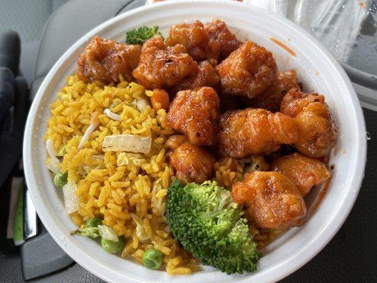 19. General Tso's Chicken Lunch Special with 40. Vegetable Fried Rice