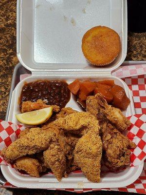 Triple Plate (with baked beans and yams)