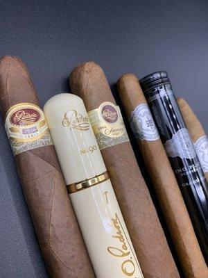 Some of our Top Shelf cigars pictured here with Padron and Zino Platinum.