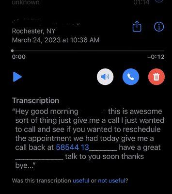 This is the voicemail he sent me after I declined the offer for the membership