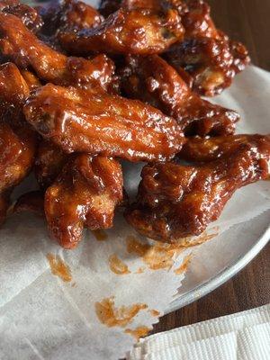 Bone in chicken wings with spicy barbecue. Delicious!