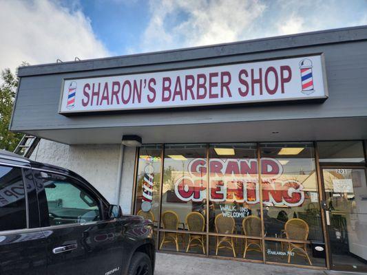 Sharon's Barbershop is open. Tuesday, Wednesday,  Thursday, Friday 9 to5, Saturday 9 to 3. 425 774 7555