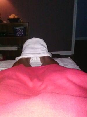 Hot towel after my foot massage!