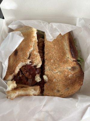 $13 BLT = bread and bacon so overcooked they shattered in the box during transit.