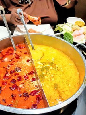 On the left is the Spicy Marrow Broth and the right is the Golden Cabbage Broth. My personal favorite was the Spicy  Marrow Broth.