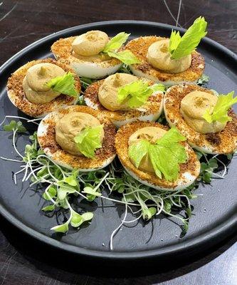 Bloody Mary deviled eggs