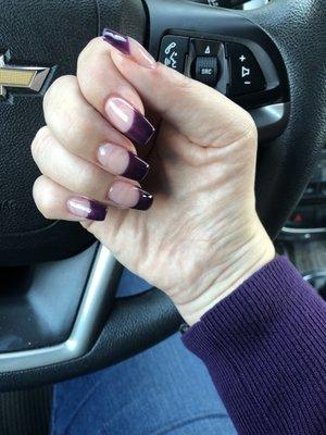 Purple French tip nails