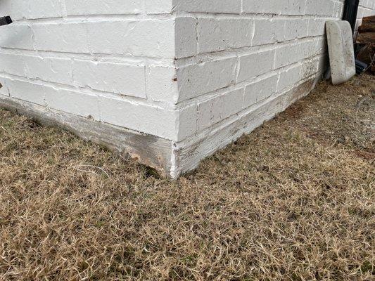 They missed a section of our foundation when painting. It's the only spot on the house not painted and they refuse to paint it