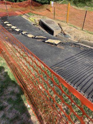 Sidewalk sinking after subcontractors did work in my community