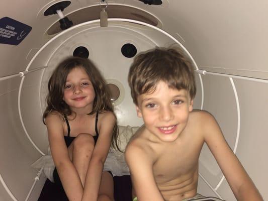 Kiddos love going into the "submarine" (their name for the hyperbaric chamber)