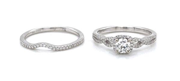 Infinity diamond engagement ring and the contour band