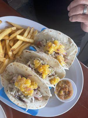 Tuna tacos and fries!