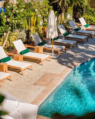 Lounge poolside at the Driftwood- a signature feature of Hotel Figueroa.