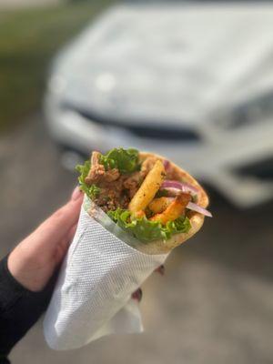 Chicken Gyro Pita Wrap  with Greek Yellow Sauces