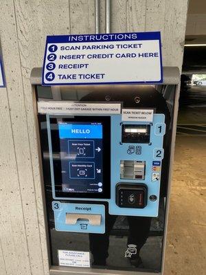 Parking pay machine at the 5th floor parking just crossing the bridge from POB1