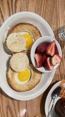 Delicious breakfast. Beautiful presentation.  Eggs in a Basket