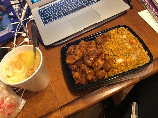 general tso chicken and chicken and rice soup