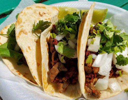 Chorizo-Campenchano and the Shredded Beef tacos