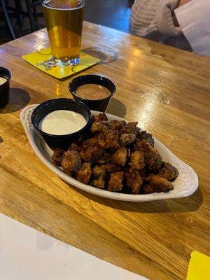 Fried mushrooms with ranch and house aioli-yummy!