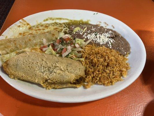 Combo tamale and enchilada