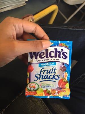 He always gives you fruit snacks while you wait for your car