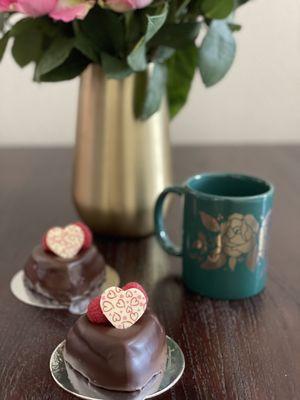 Chocolate Mousse Heart Cakes ~