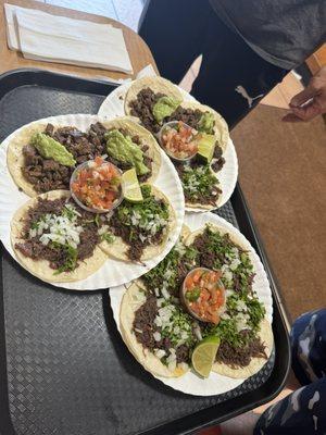 Steak and barbacoa tacos