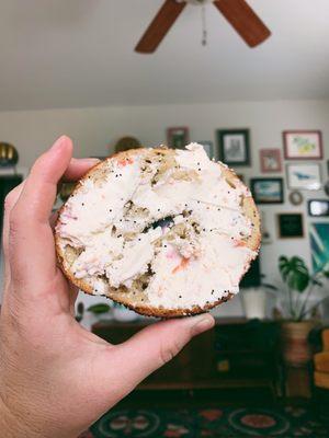 Everything bagel with lox cream cheese