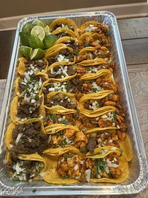 Carne asada and pollo asado tacos