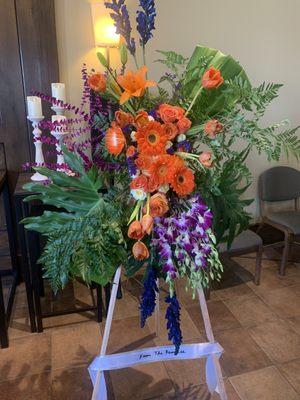 Warren from Gardena Florist did such an amazing job on this beautiful spray for my cousins funeral.