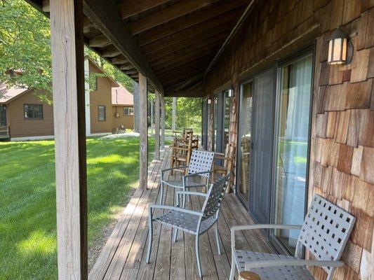 Shared patio outside of the rooms