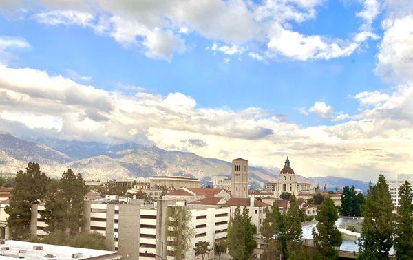 Beautiful views of the San Gabriel mountains and City Hall included!