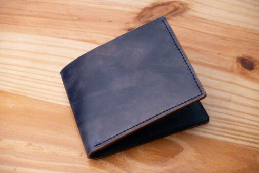 Blue "Museum " Shell Cordovan Wallet with Blue Pueblo Interior