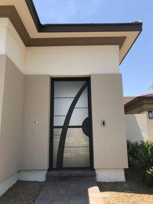 Custom Iron Entry door with Frosted glass for privacy. " Lucky 7 design"