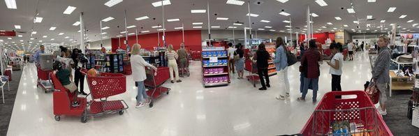 Dozens of people waiting to give Target their money. This should be the easy part guys.